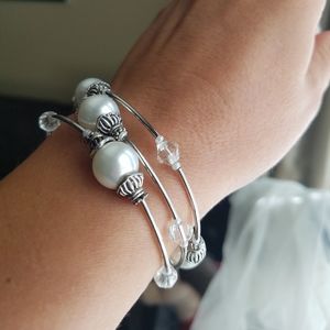 Faux pearl & Crystal Wrap Bracelet